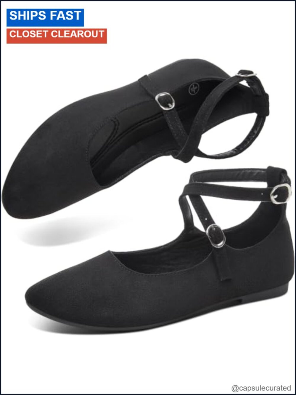 Faux Suede Crossover Ankle Strap Ballet Flats Round Toe Dress Shoes